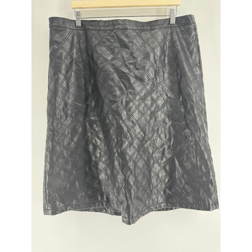 Eloquii Studio Black Quilted Faux Leather Pencil Skirt Size 16